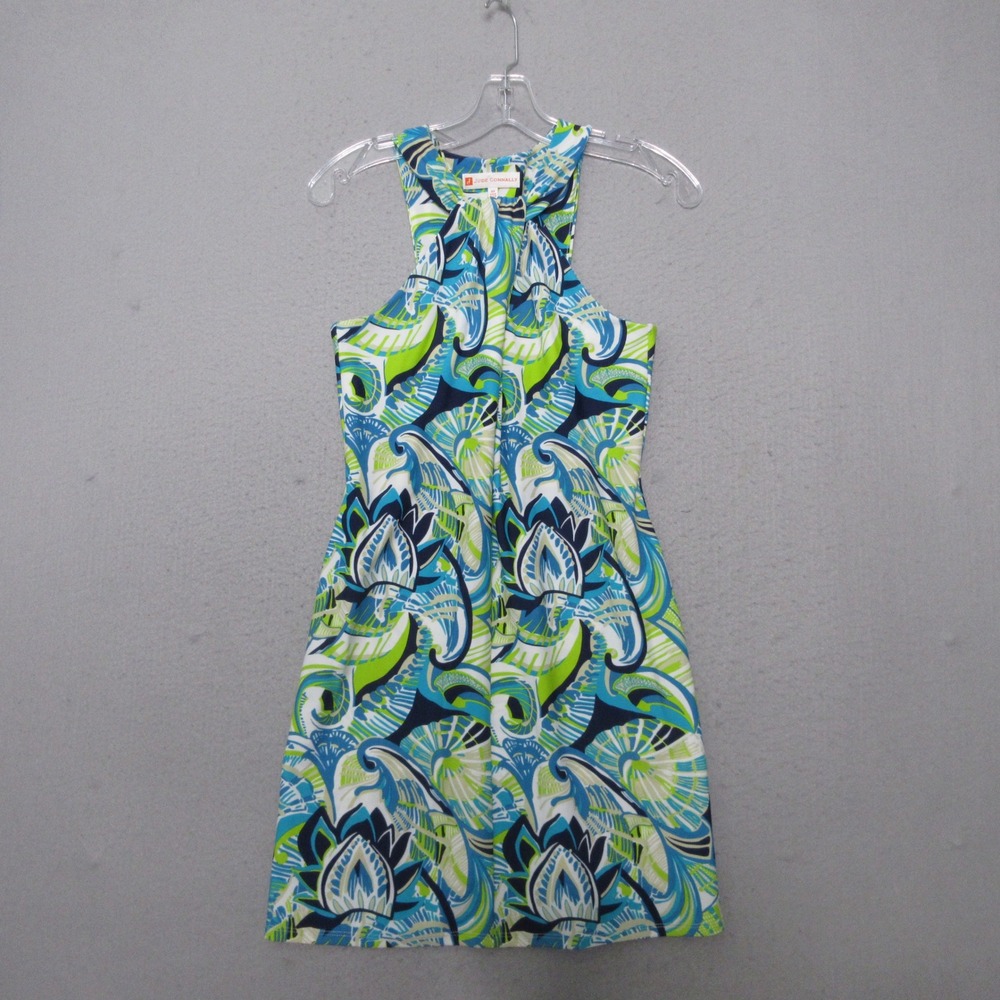 Jude Connally Dress XS Blue Green Paisley Halter Neck Resort Travel Beach‎ Artsy